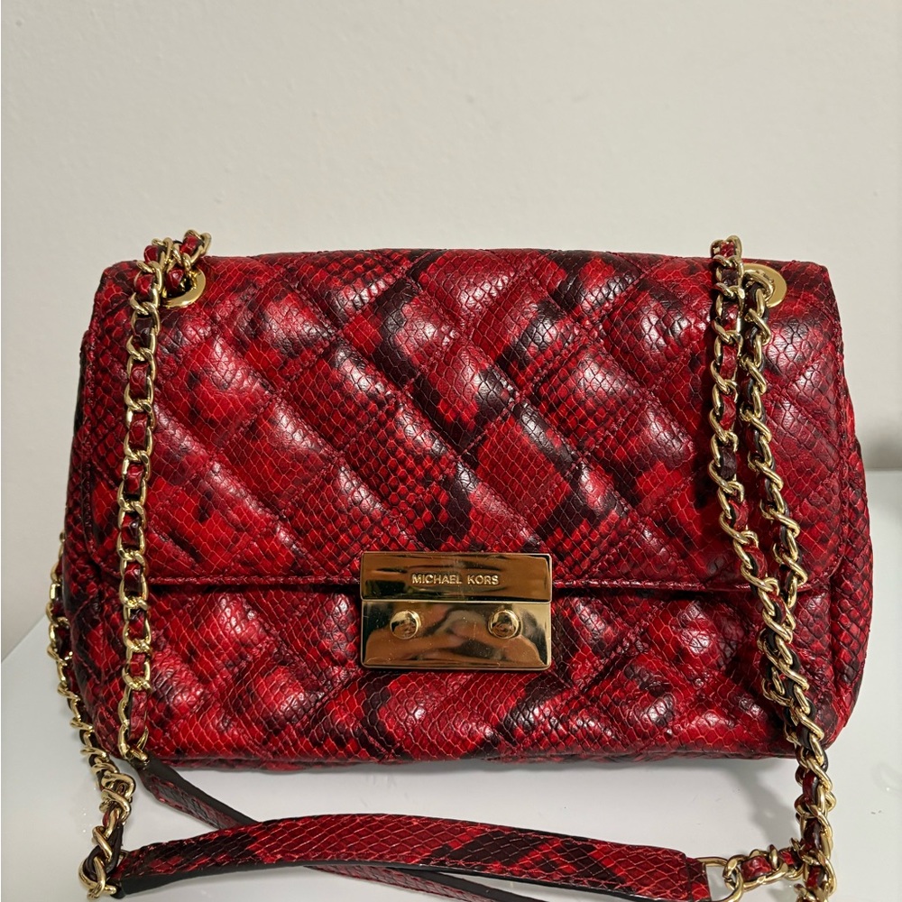 Michael Kors Red Quilted Shoulder Bag